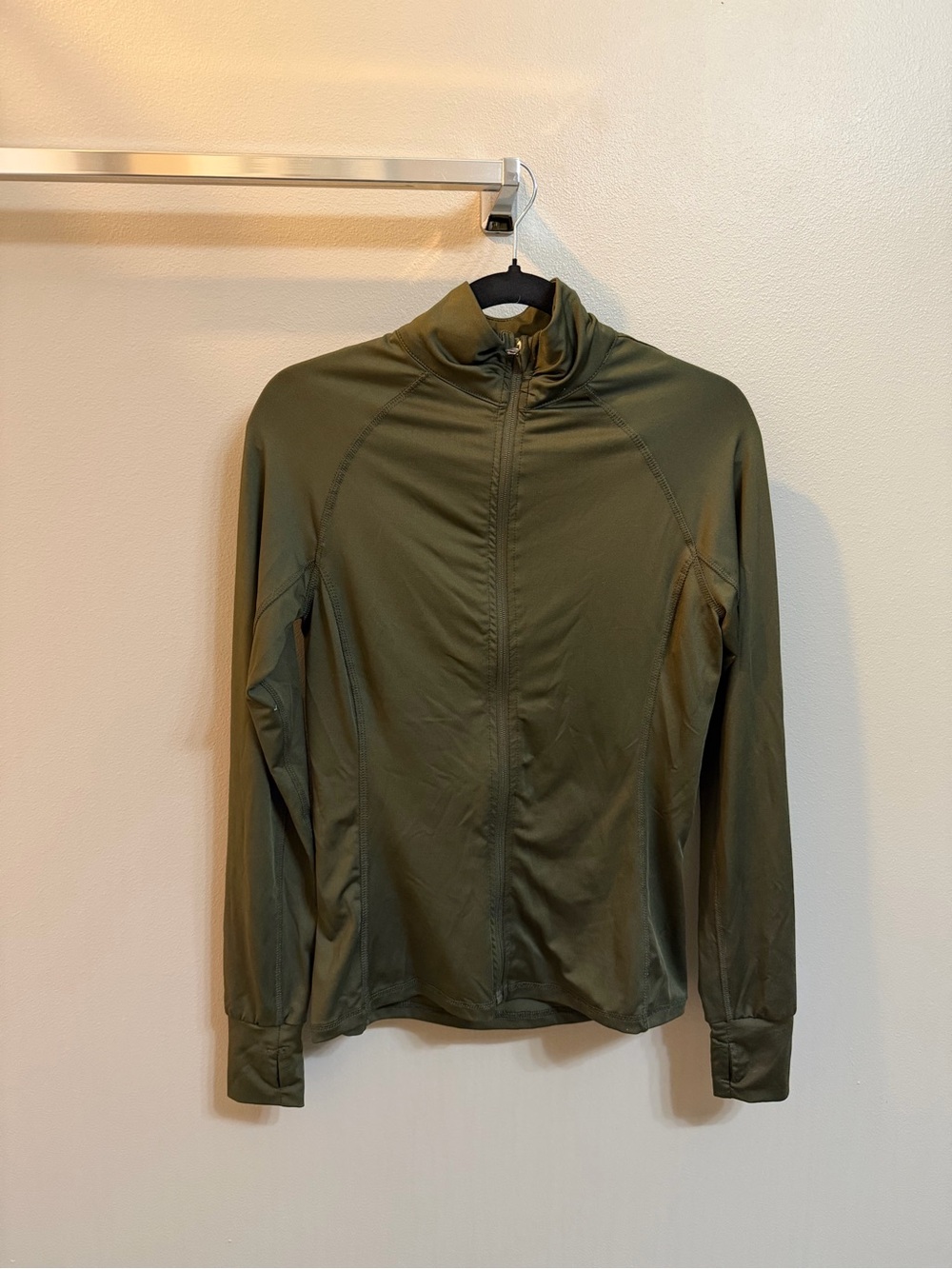 Active Basic Olive Green Lightweight Zip-Front Jacket